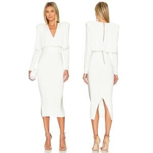 Zhivago The Will Midi Dress Draped Long Sleeve Elegant Formal Minimalist White 2